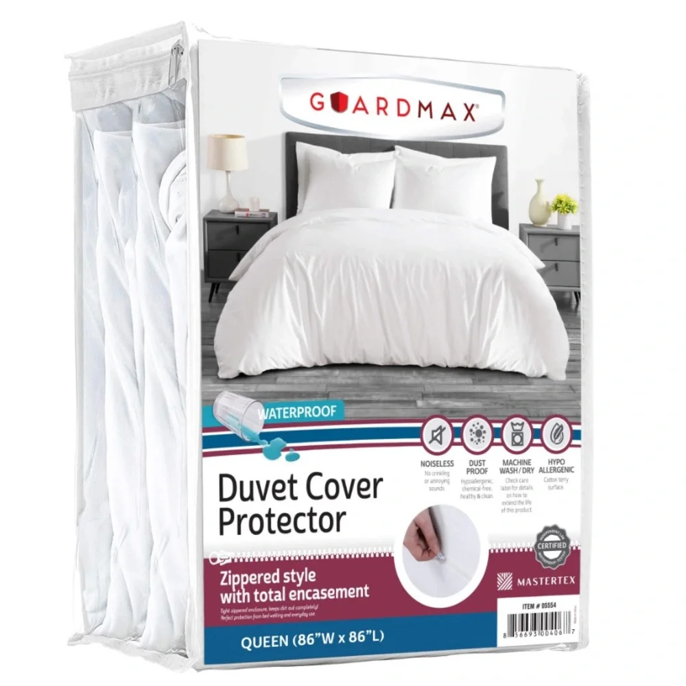 Waterproof Duvet Cover Protector-White-QUEEN SIZE